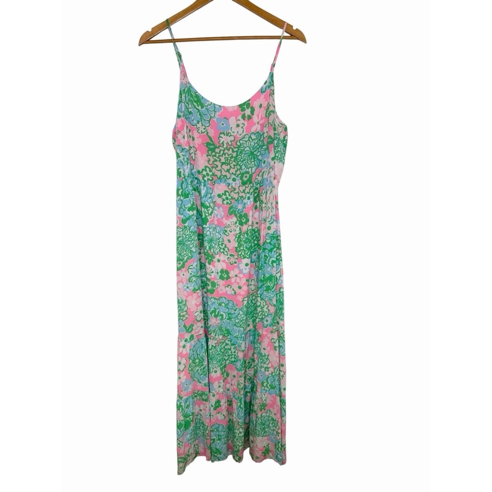 Lilly Pulitzer Teresa Maxi Dress Women Size Small Pink Floral Tiered Rayon